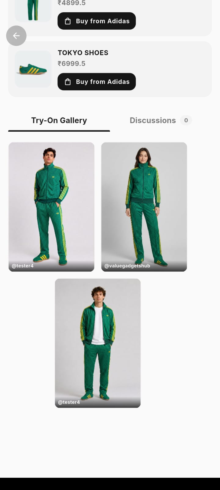 LayerOn try-on gallery showing outfits on multiple models